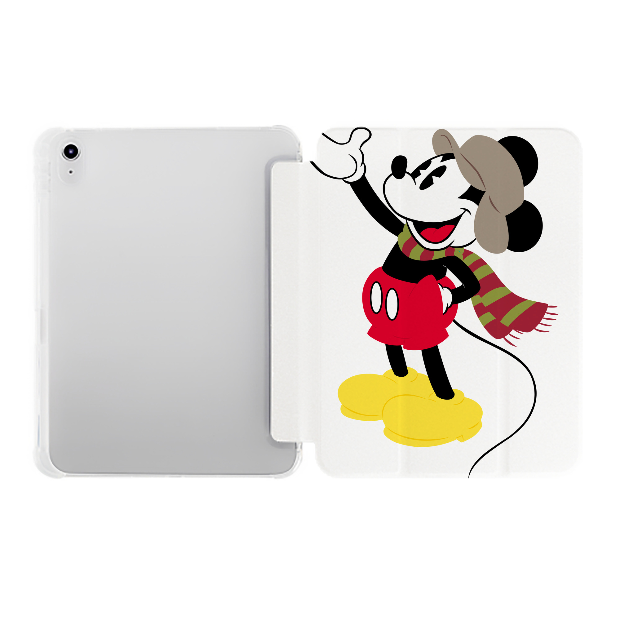 （画像用） ミッキーマウス Mickey Mouse IPad ケース ペン収納付き 三つ折りスタンド PUレザー×シリコン 対応機種9.5/10.5/10.9インチ